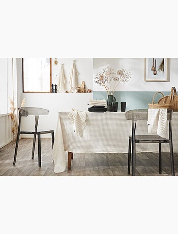 Lot de 3 serviettes de tables - Gaze de coton tissée - Carreaux vichy - Vickie