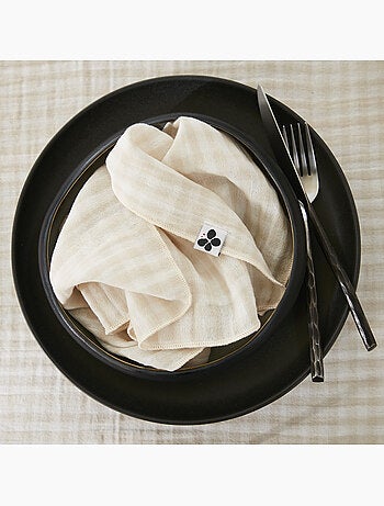 Lot de 3 serviettes de tables - Gaze de coton tissée - Carreaux vichy - Vickie