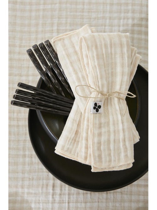 Lot de 3 serviettes de tables - Gaze de coton tissée - Carreaux vichy - Vickie - Kiabi Lot de 3 serviettes de tables - Gaze de coton tissée - Carreaux vichy - Vickie - Kiabi
