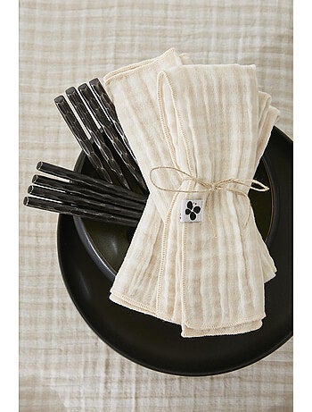 Lot de 3 serviettes de tables - gaze de coton tissée - carreaux vichy - vickie