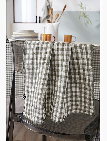 Lot de 3 serviettes de tables - Gaze de coton tissée - Carreaux vichy - Vickie