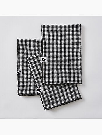 Lot de 3 serviettes de tables - Gaze de coton tissée - Carreaux vichy - Vickie