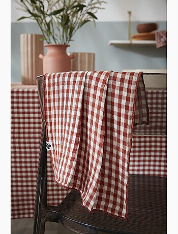 Lot de 3 serviettes de tables - Gaze de coton tissée - Carreaux vichy - Vickie