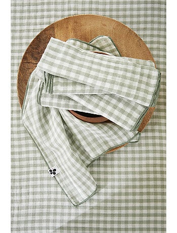 Lot de 3 serviettes de tables - Gaze de coton tissée - Carreaux vichy - Vickie