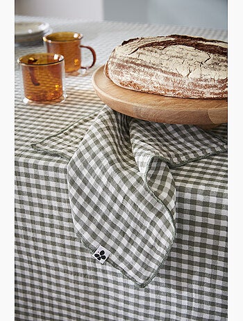 Lot de 3 serviettes de tables - Gaze de coton tissée - Carreaux vichy - Vickie