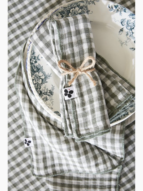 Lot de 3 serviettes de tables - gaze de coton tissée - carreaux vichy - vickie - Kiabi Lot de 3 serviettes de tables - gaze de coton tissée - carreaux vichy - vickie - Kiabi