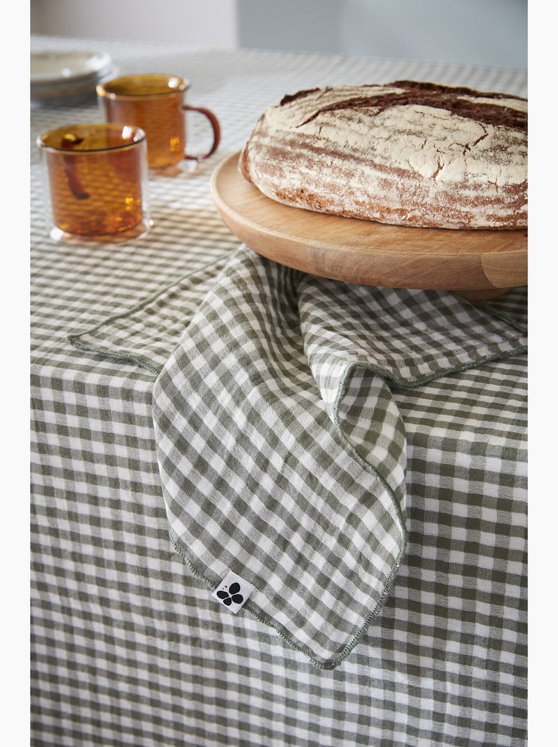 Lot de 3 serviettes de tables - gaze de coton tissée - carreaux vichy - vickie Vert romarin - Kiabi