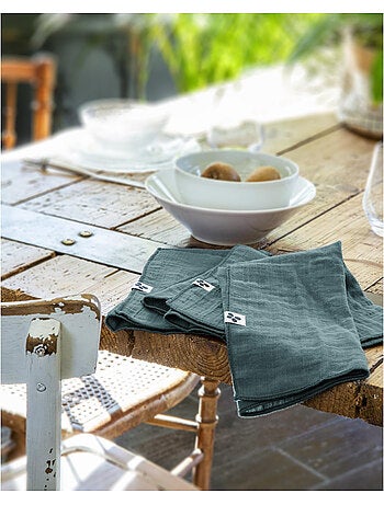 Lot de 3 serviettes – double gaze de coton - gaïa