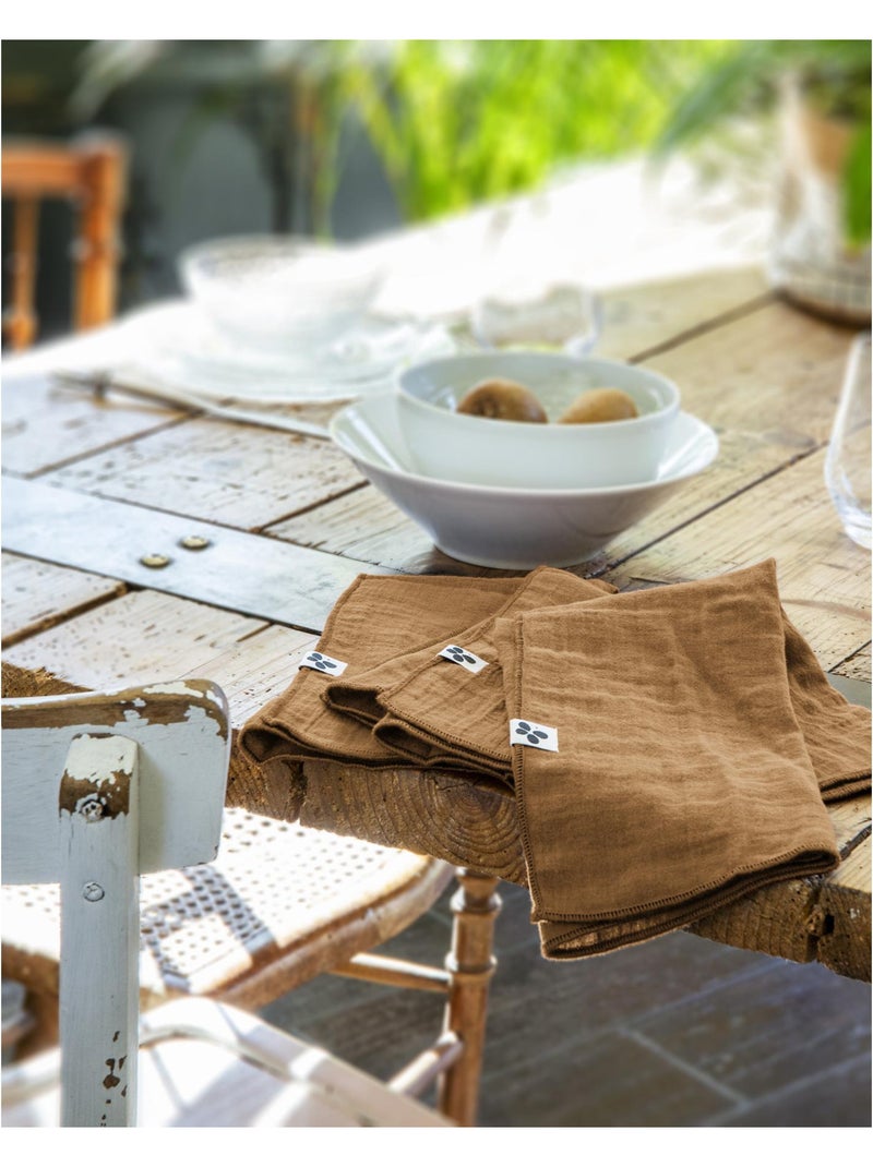 Lot de 3 serviettes – double gaze de coton - gaïa Camel - Kiabi