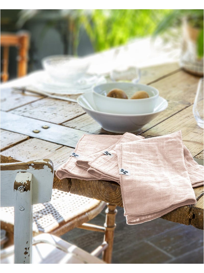 Lot de 3 serviettes – double gaze de coton - gaïa Rose poudré - Kiabi