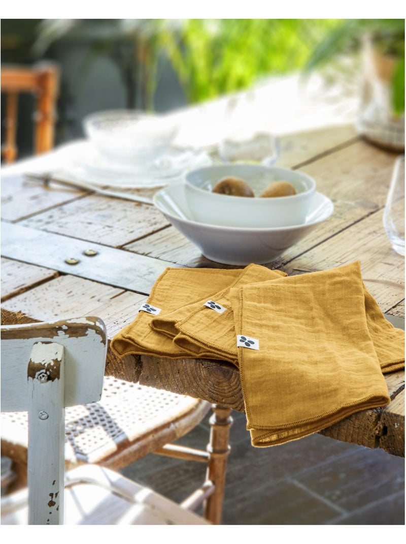 Lot de 3 serviettes – double gaze de coton - gaïa Safran - Kiabi