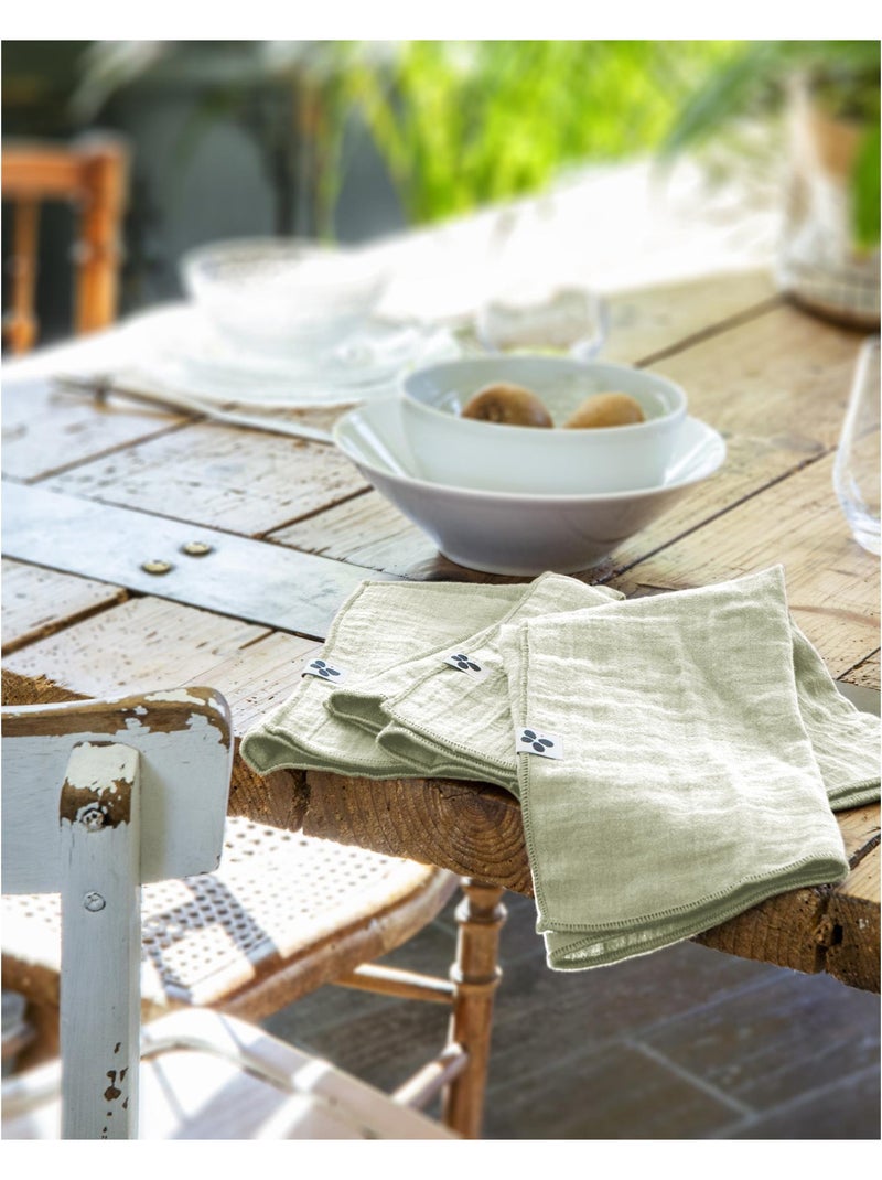 Lot de 3 serviettes – double gaze de coton - gaïa Vert d'eau - Kiabi