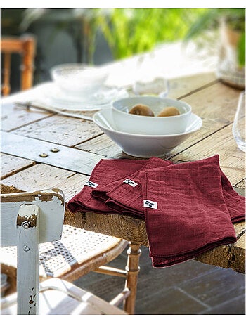 Lot de 3 Serviettes – Double Gaze de Coton - Gaïa