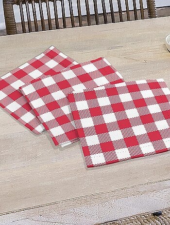 Lot de 3 serviettes en coton 45x45 cm VICHY, par Soleil d'Ocre