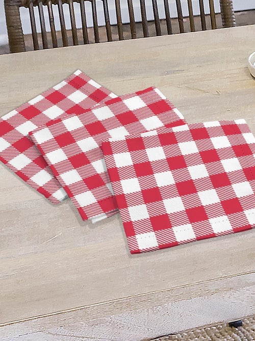 Lot de 3 serviettes en coton 45x45 cm VICHY, par Soleil d'Ocre - Kiabi