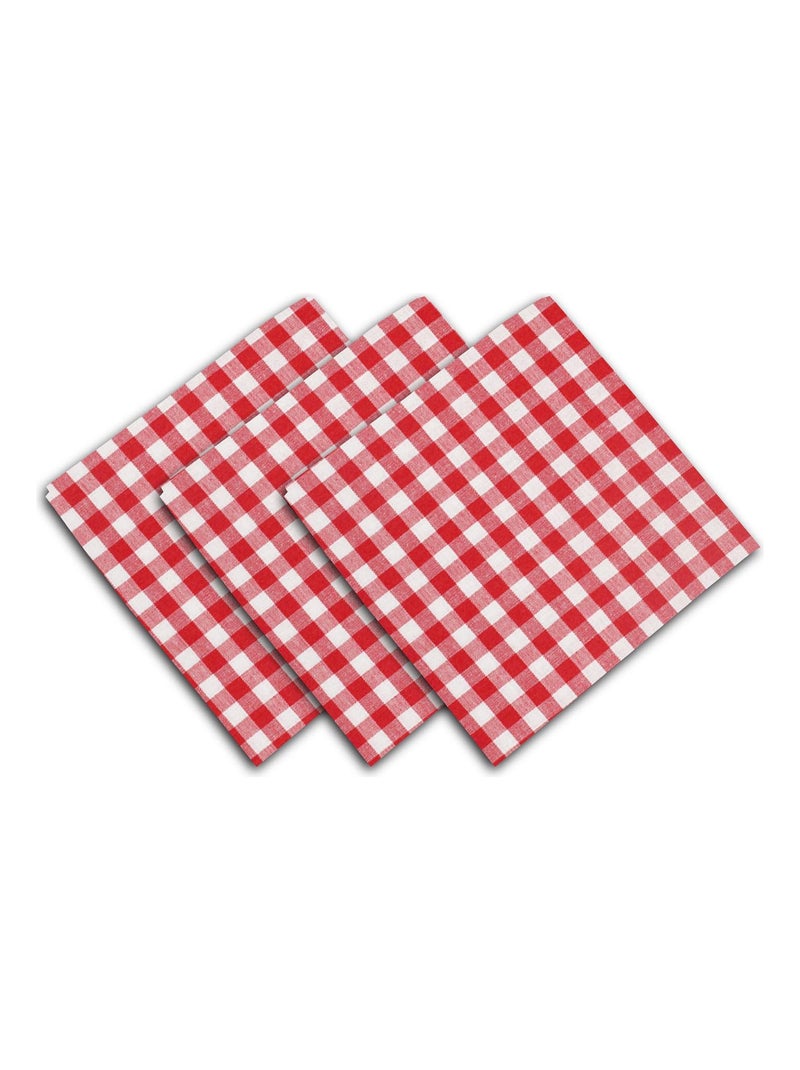 Lot de 3 serviettes en coton 45x45 cm VICHY, par Soleil d'Ocre Rouge - Kiabi