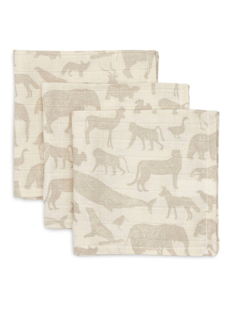 Lot de 3 serviettes gaze de coton Beige - Kiabi