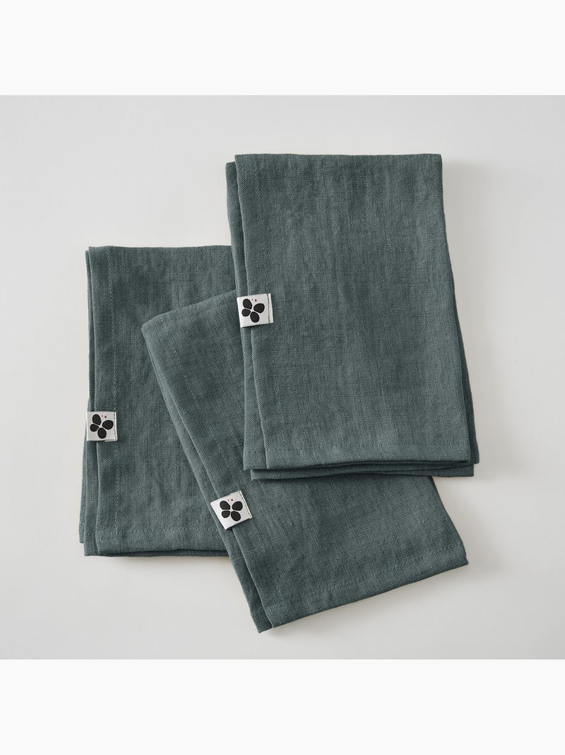 Lot de 3 Serviettes – Lin Lavé Français – Soline Caramel Gris - Kiabi