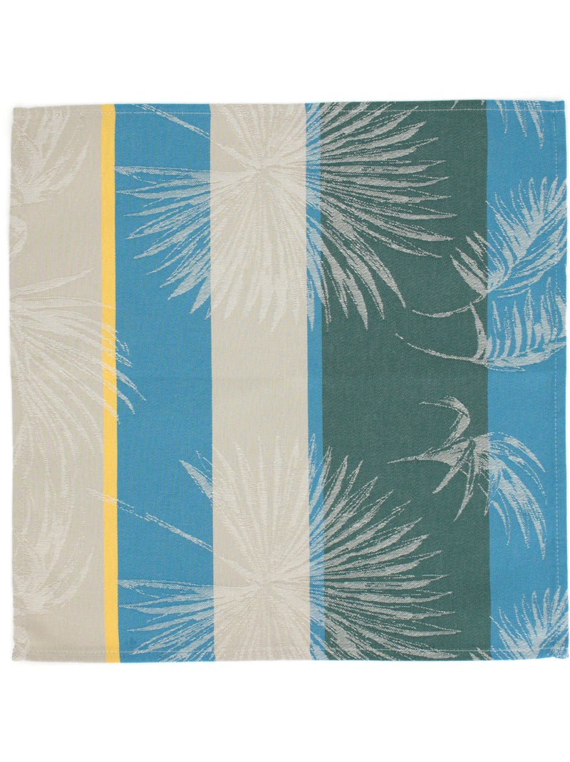 Lot de 3 serviettes table Jacquard coton PALMIER Bleu - Kiabi