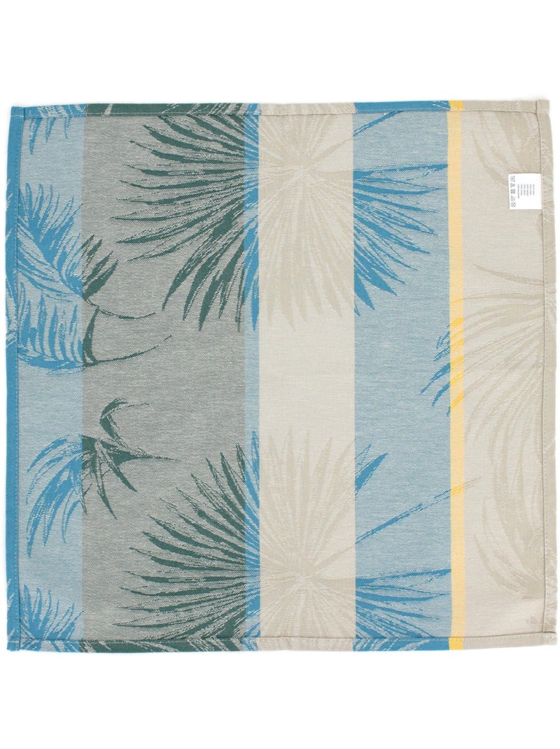 Lot de 3 serviettes table Jacquard coton PALMIER Bleu - Kiabi