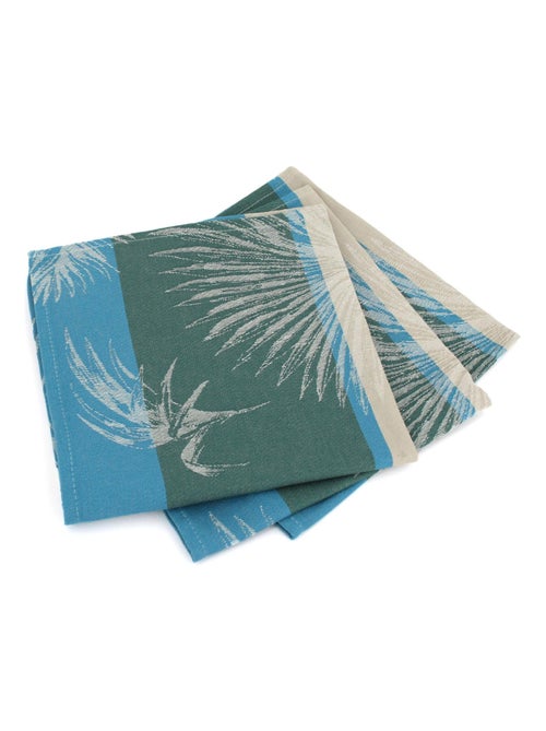 Lot de 3 serviettes table Jacquard coton PALMIER - Kiabi