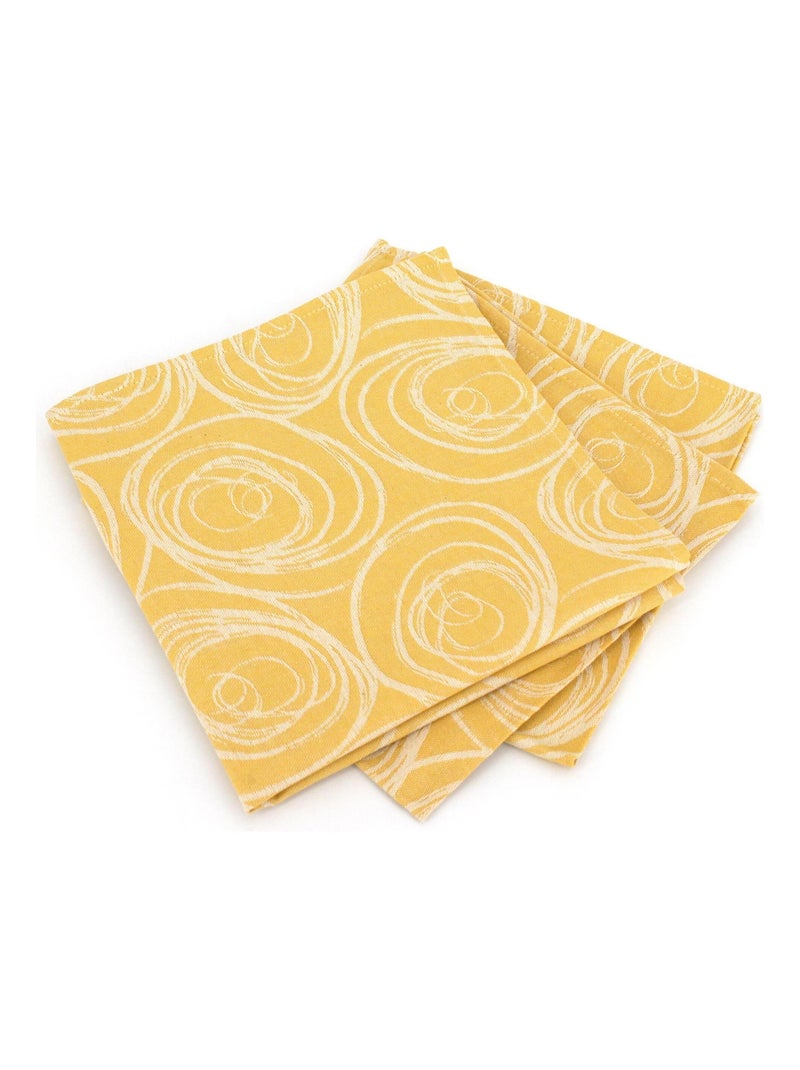 Lot de 3 serviettes table Jacquard SPIRALE Jaune - Kiabi