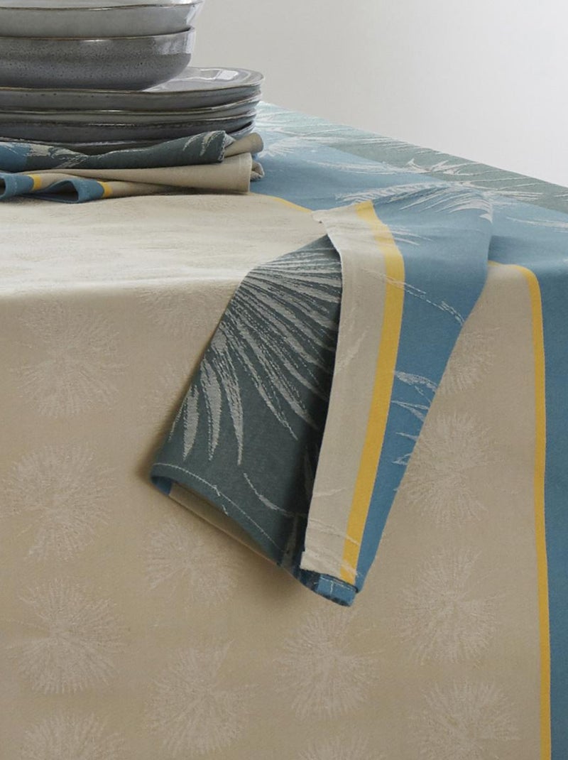 Lot de 3 serviettes tropicales à jacquard enduit Bleu azur - Kiabi