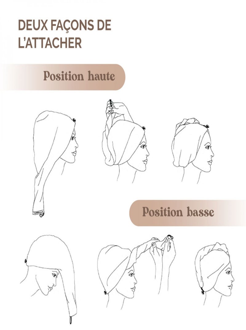 Lot de 3 serviettes turban pour cheveux - Microfibre - Vivezen Beige/Rose - Kiabi