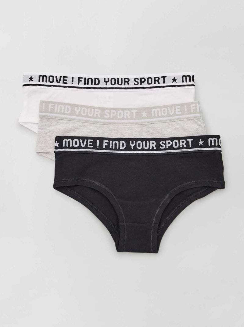 Lot de 3 shorties blanc/noir - Kiabi