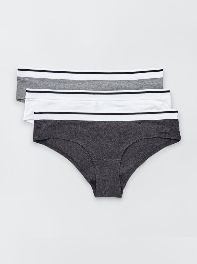Lot de 3 shorties coton blanc/gris/gris foncé - Kiabi
