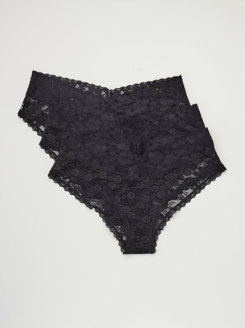 Lot de 3 shorties dentelle Noir - Kiabi