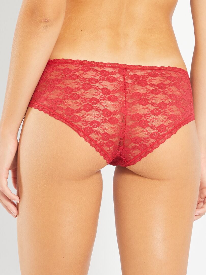 Lot de 3 shorties en dentelle - rouge/écru/noir - Kiabi - 3.00€