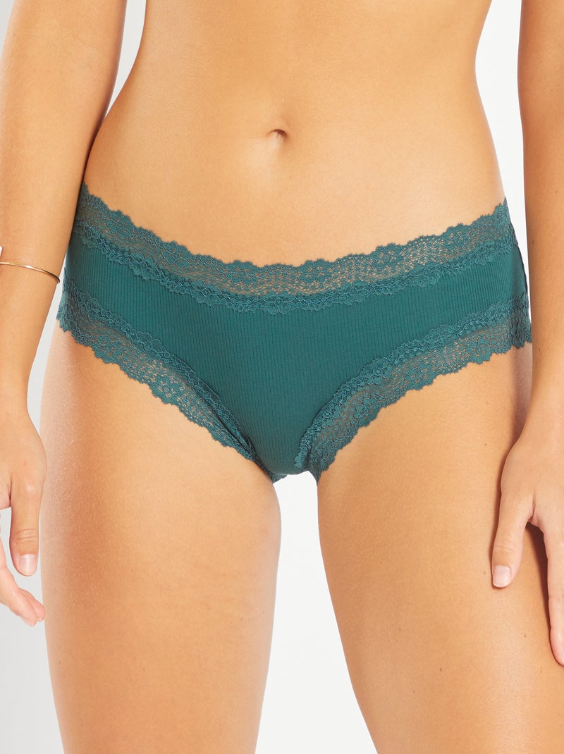 Lot de 3 shorties fines côtes beige/vert/noir - Kiabi