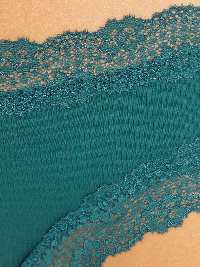 Lot de 3 shorties fines côtes beige/vert/noir - Kiabi