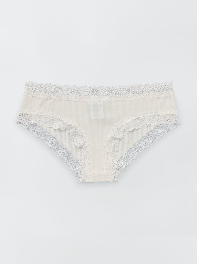Lot de 3 shorties fines côtes écru/brun/prune - Kiabi