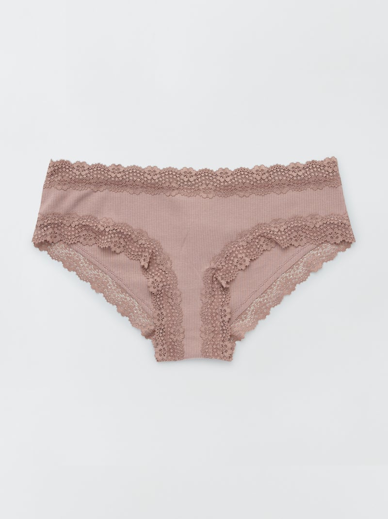 Lot de 3 shorties fines côtes écru/brun/prune - Kiabi