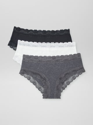 Lot de 3 shorties fines côtes