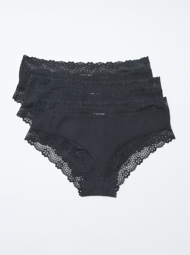 Lot de 3 shorties fines côtes Noir - Kiabi