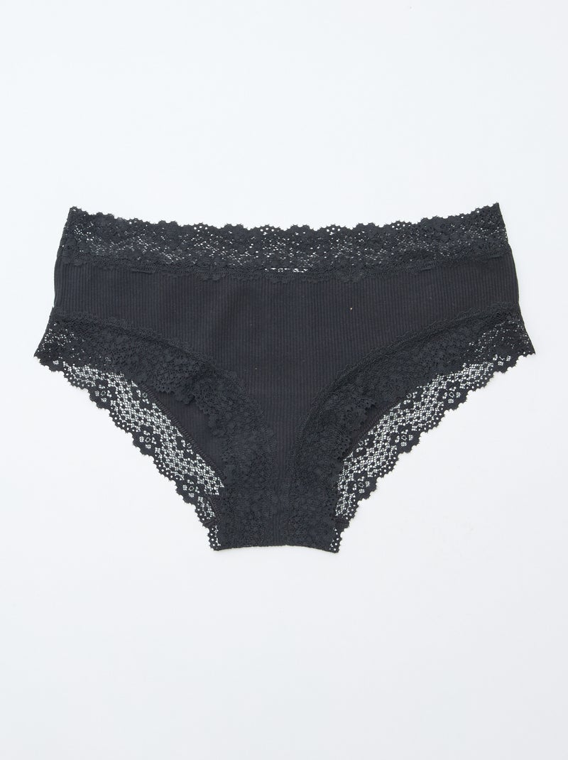 Lot de 3 shorties fines côtes Noir - Kiabi