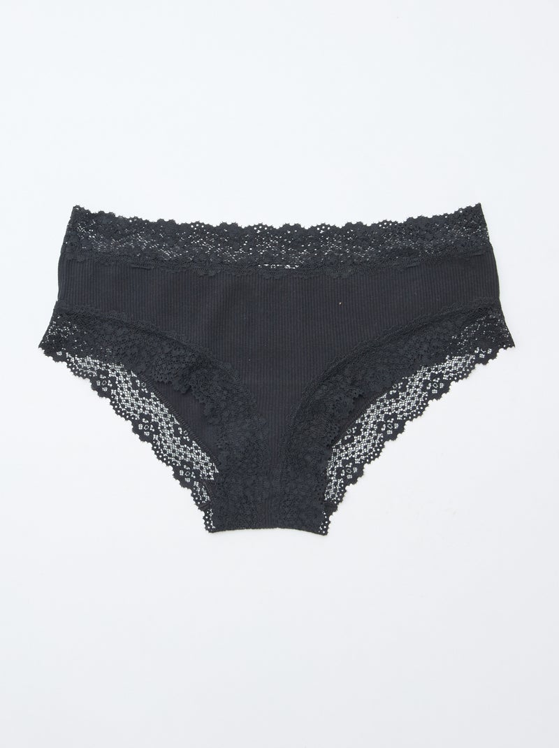 Lot de 3 shorties fines côtes Noir - Kiabi