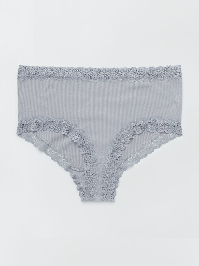 Lot de 3 shorties fines côtes rose/bleu gris/gris foncé - Kiabi