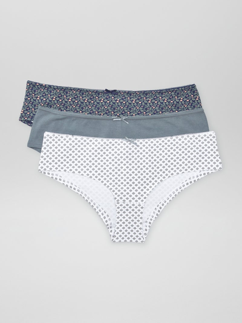 Lot de 3 shorties kaki/blanc - Kiabi