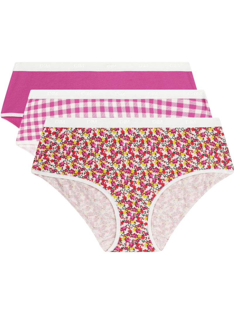 Lot de 3 Shorties Les Pockets Coton Rose bonbon - Kiabi