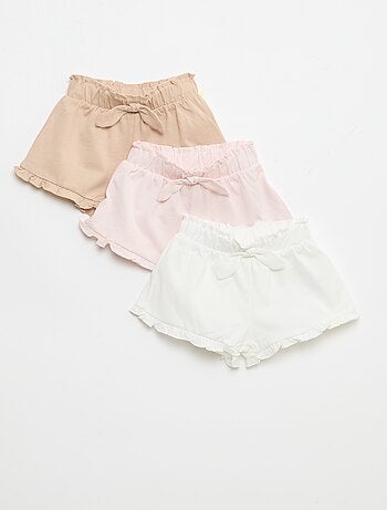 Lot de 3 shorts unis volantés