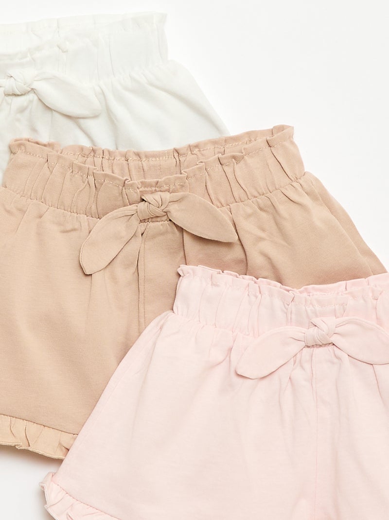 Lot de 3 shorts unis volantés Beige - Kiabi