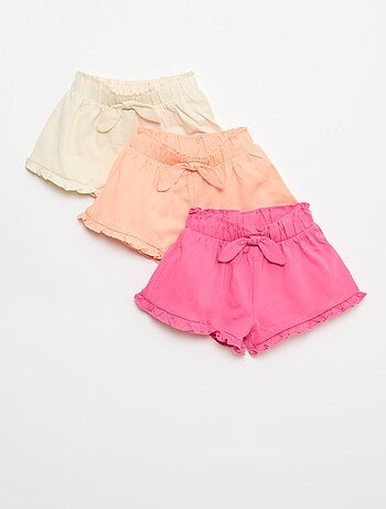 Lot de 3 shorts unis volantés