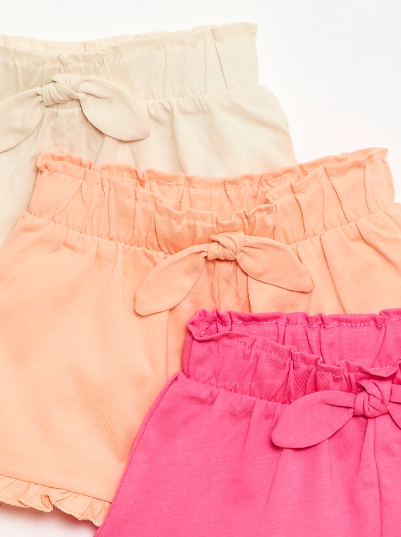 Lot de 3 shorts unis volantés Orange - Kiabi
