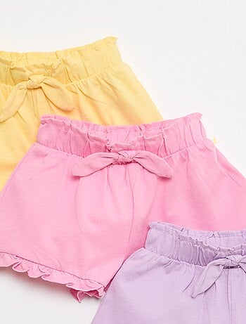 Lot de 3 shorts unis volantés