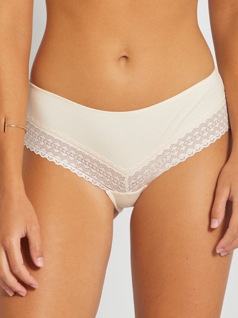 Lot de 3 shorty avec dentelle marron/marron rosé/beige - Kiabi