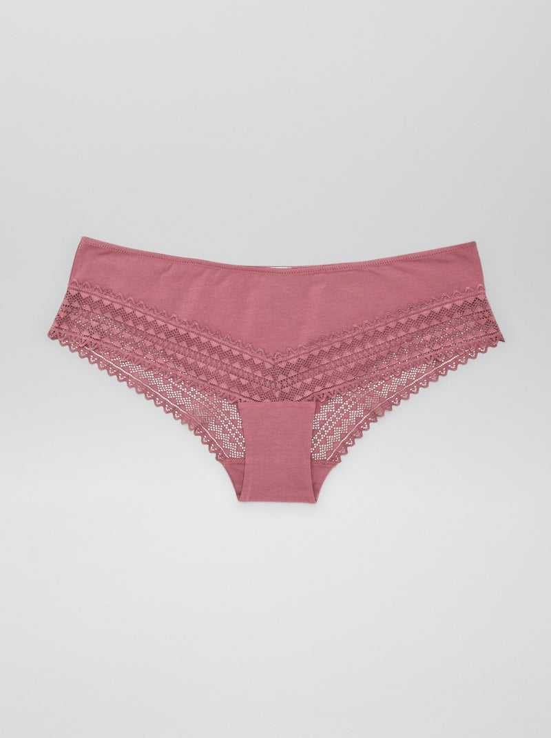 Lot de 3 shorty avec dentelle Violet/rose/bleu marine - Kiabi